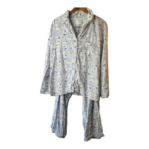 Victoria's Secret Blue & White Polar Bear Print 2 Pc Pajama Set Women's XL